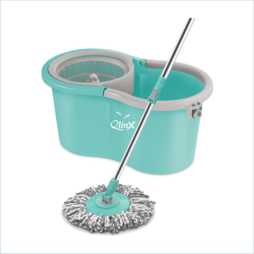 QlinX Plastic Spin Mop Set with 2 Refills
